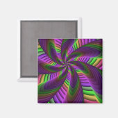 ネオン色フラッ熱狂するシュカラフルフラクタルパターン マグネット (正面/裏面)