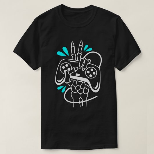 ネオン色付き手持ち式ビデオゲーム制御装置 Tシャツ (デザイン正面)