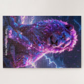 ネオン色鮮やかの宇宙獅子 ジグソーパズル (横)