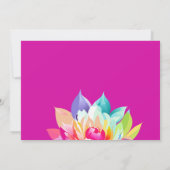 ネオン花の庭の水色の誕生日 招待状 (裏面)