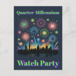 ネオン花火招待状 • 1776–2026 お祝い ポストカード