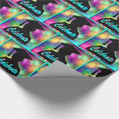 ネオン花火祝の卒業シルエット ラッピングペーパー (角)