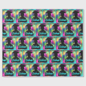 ネオン花火祝の卒業シルエット ラッピングペーパー (フラット)