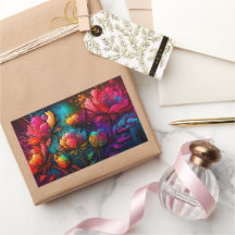 ネオン花，カラフル，花束，インク（ばちゃばちゃ）跳ねる