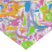 ネオン落書き手によって絵を描かれる抽象的なブラシストローク ショートテーブルランナー (コーナー)