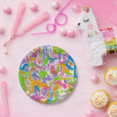 ネオン落書き-手塗り抽象美術 ペーパープレート (パーティー)