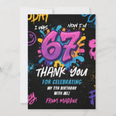 ネオン落書き 6 7 ミームトレンド 6 7 誕生日 サンキューカード (正面)