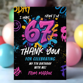 ネオン落書き 6 7 ミームトレンド 6 7 誕生日 サンキューカード