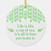 ネオン葉グリーンことわざ- fractal art, irish セラミックオーナメント (正面)