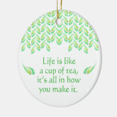 ネオン葉グリーンことわざ- fractal art, irish セラミックオーナメント (左)