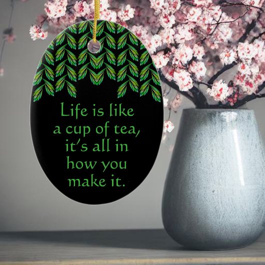 ネオン葉グリーンことわざ- fractal art, irish セラミックオーナメント