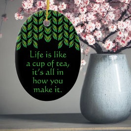 ネオン葉グリーンことわざ- fractal art, irish セラミックオーナメント