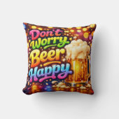 ネオン虹色の名言が入ったビールマグ クッション (正面)