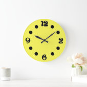 ネオン蛍光イエローレモンの明るい色 ラージ壁時計 (ホーム)