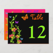 ネオン蝶と花テーブル番号ポストカード ポストカード (正面/裏面)