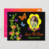 ネオン蝶の写真を保存する日付のポストカード 案内ポストカード (正面/裏面)