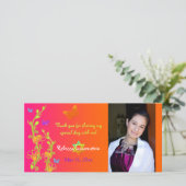 ネオン蝶及び花の写真のサンキューカード2 サンキューカード (スタンド正面)