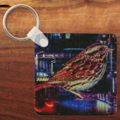 ネオン街並みサイバーパンクスパロウ キーホルダー (正面)