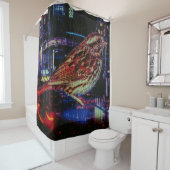 ネオン街並みサイバーパンクスパロウ シャワーカーテン (インサイチュ)
