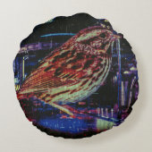 ネオン街並みサイバーパンクスパロウ ラウンドクッション (裏面)