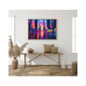 ネオン街並み夕暮れ未来都市 フォトプリント