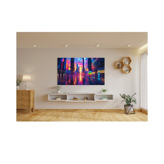 ネオン街並み夕暮れ未来都市 フォトプリント