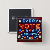 ネオン記号の投票のアラーム 缶バッジ (正面&裏面)