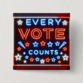 ネオン記号の投票のアラーム 缶バッジ (正面)