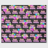 ネオン誕生日と風船のレンガ巻き紙 ラッピングペーパー (フラット)