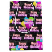 ネオン誕生日と風船ブリック中ギフトバ ミディアムペーパーバッグ (正面)