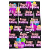 ネオン誕生日と風船ブリック中ギフトバ ミディアムペーパーバッグ (裏面)