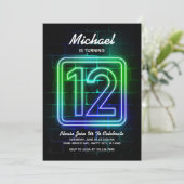 ネオン誕生日への招待Boy 12誕生日 招待状 (スタンド正面)