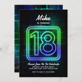 ネオン誕生日への招待Boy 18誕生日 招待状