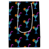 ネオン誕生日カクテルオンブラック ミディアムペーパーバッグ (裏面)