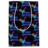 ネオン誕生日カクテルオンブリック ミディアムペーパーバッグ (正面)