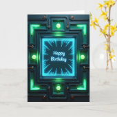 ネオン誕生日グローカード カード (黄色い花)