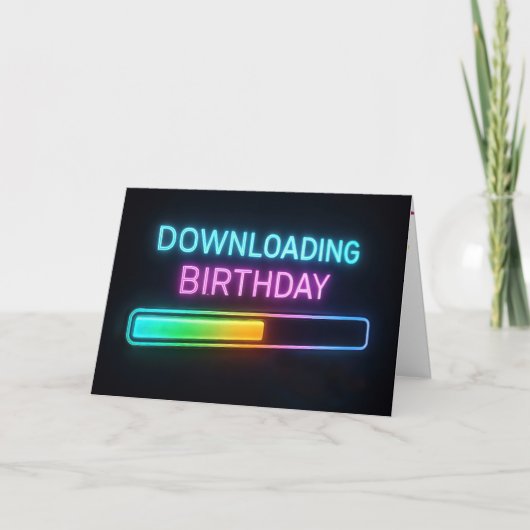 ネオン誕生日コンピューターローディングバー カード (正面)
