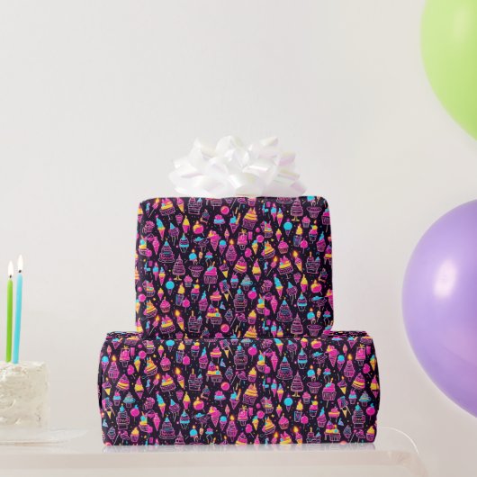 ネオン誕生日スイーツ ラッピングペーパー (パーティーギフト)