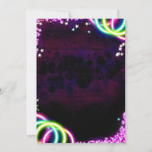 ネオン誕生日パ熱狂するーテ白熱［赤熱］光を放つィー 招待状 (裏面)