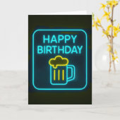 ネオン誕生日ビアサイン カード (黄色い花)