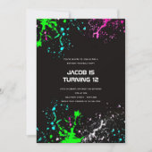 ネオン誕生日ペイントボールパーティー 招待状 (正面)