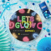 ネオン誕生日レー熱狂するザーパーティーを輝かせよう ペーパープレート (パーティー)