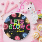 ネオン誕生日レー熱狂するザーパーティーを輝かせよう ペーパープレート (パーティー)