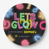 ネオン誕生日レー熱狂するザーパーティーを輝かせよう ペーパープレート (正面)