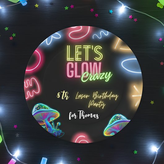 ネオン誕生日レー熱狂するザーパーティーを輝かせよう ペーパープレート