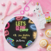 ネオン誕生日レー熱狂するザーパーティーを輝かせよう ペーパープレート (パーティー)