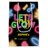 ネオン誕生日レー熱狂するザーパーティーを輝かせよう ミディアムペーパーバッグ (裏面)