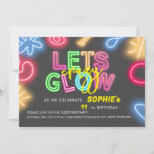 ネオン誕生日レー熱狂するザーパーティーを輝かせよう 招待状 (正面)