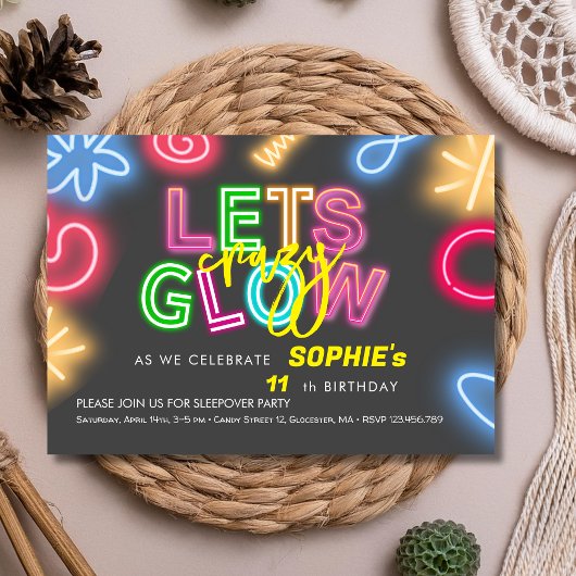 ネオン誕生日レー熱狂するザーパーティーを輝かせよう 招待状