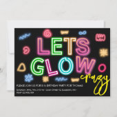 ネオン誕生日レー熱狂するザーパーティーを輝かせよう 招待状 (正面)